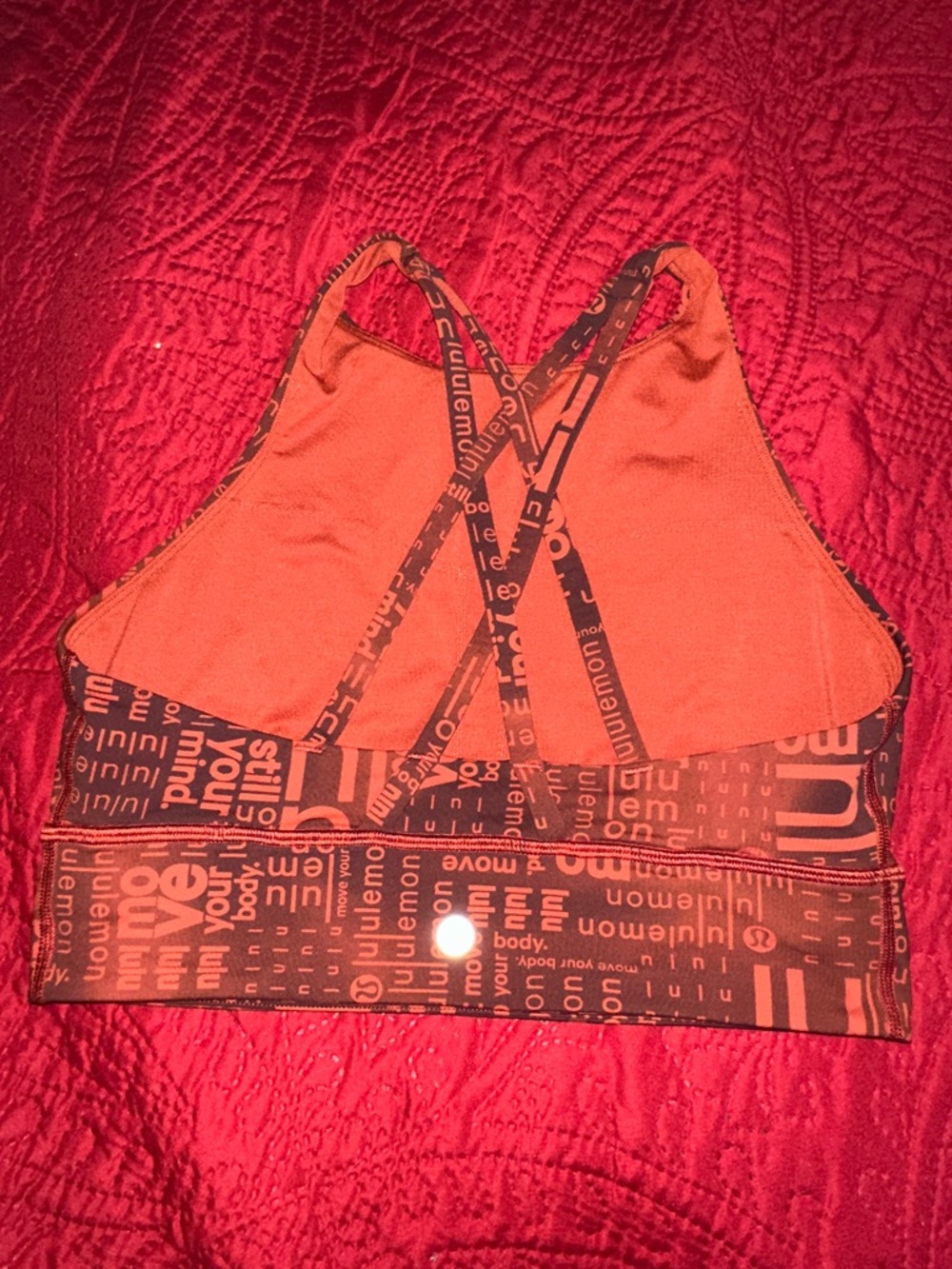 Lululemon Black & Coral Logo Energy High-Neck Longline Sports Bra size 8 - Picture 2 of 3
